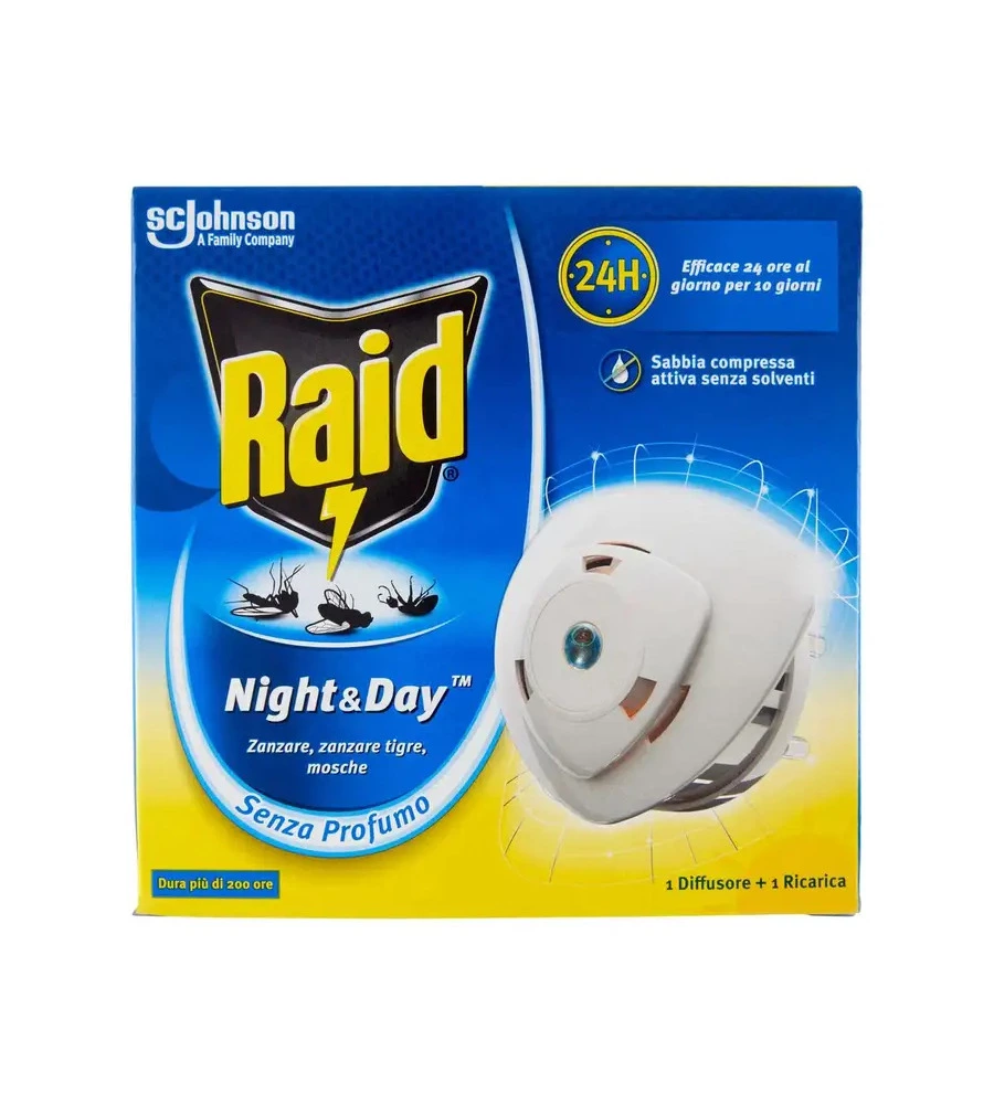 DIFFUSORE ELETTRICO ANTIZANZARE RAID "NIGHT AND DAY"